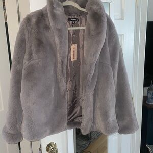 Gray Faux Fur Jacket